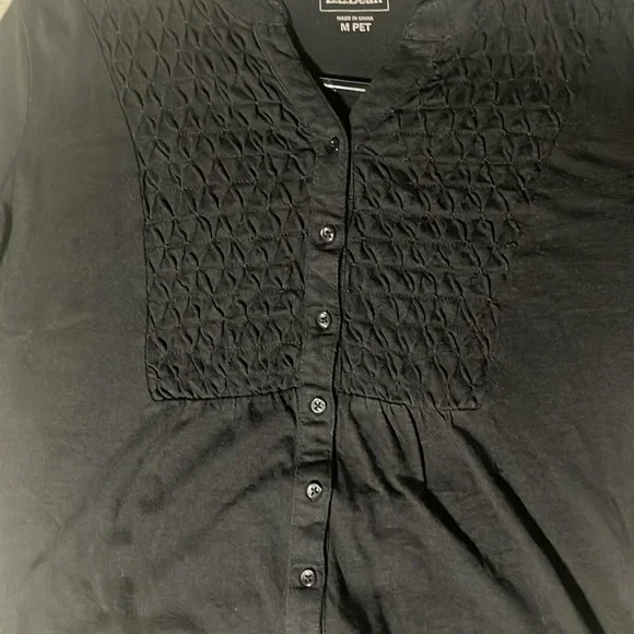 L.L.Bean embroidered V-Neck black women’s Medium button down cardigan top - Picture 7 of 10